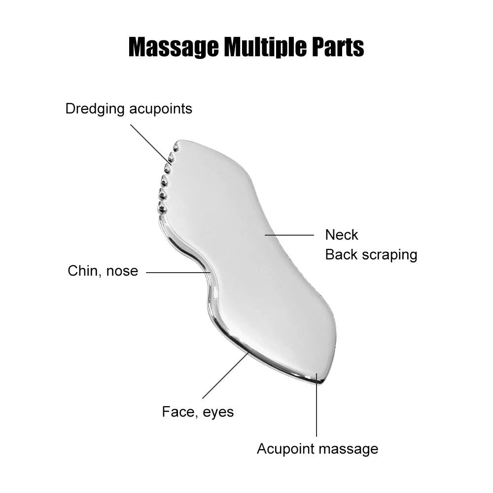 1PC Guasha Scraping Massage Scraper Face Massager Gua Sha Board Stainless Steel Body Muscle Relaxing Scraping Board Massage Tool