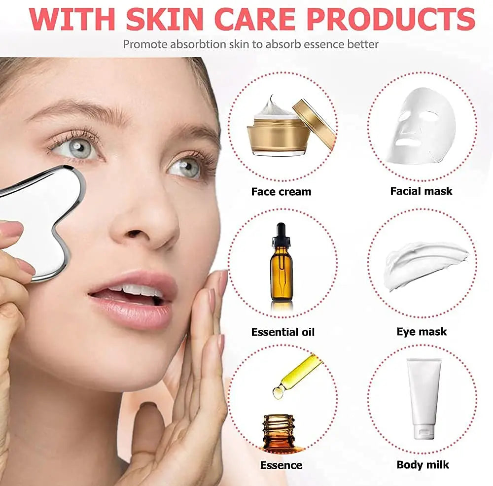 1PC Guasha Scraping Massage Scraper Face Massager Gua Sha Board Stainless Steel Body Muscle Relaxing Scraping Board Massage Tool
