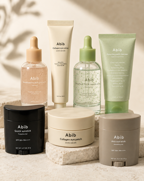 Produtos ABIB - Protetor solar em bastão/Séruns/Creme e pads para olhos