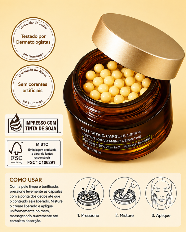Creme Facial em Cápsulas com Vitamina C, Niacinamida e Colágeno