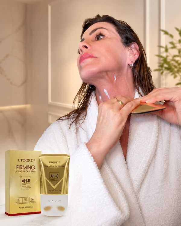 Creme para Pescoço com Peptídeos e Massageador Roll-On – Hidratação Intensiva e Cuidado Diário