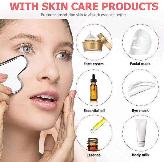 1PC Guasha Scraping Massage Scraper Face Massager Gua Sha Board Stainless Steel Body Muscle Relaxing Scraping Board Massage Tool